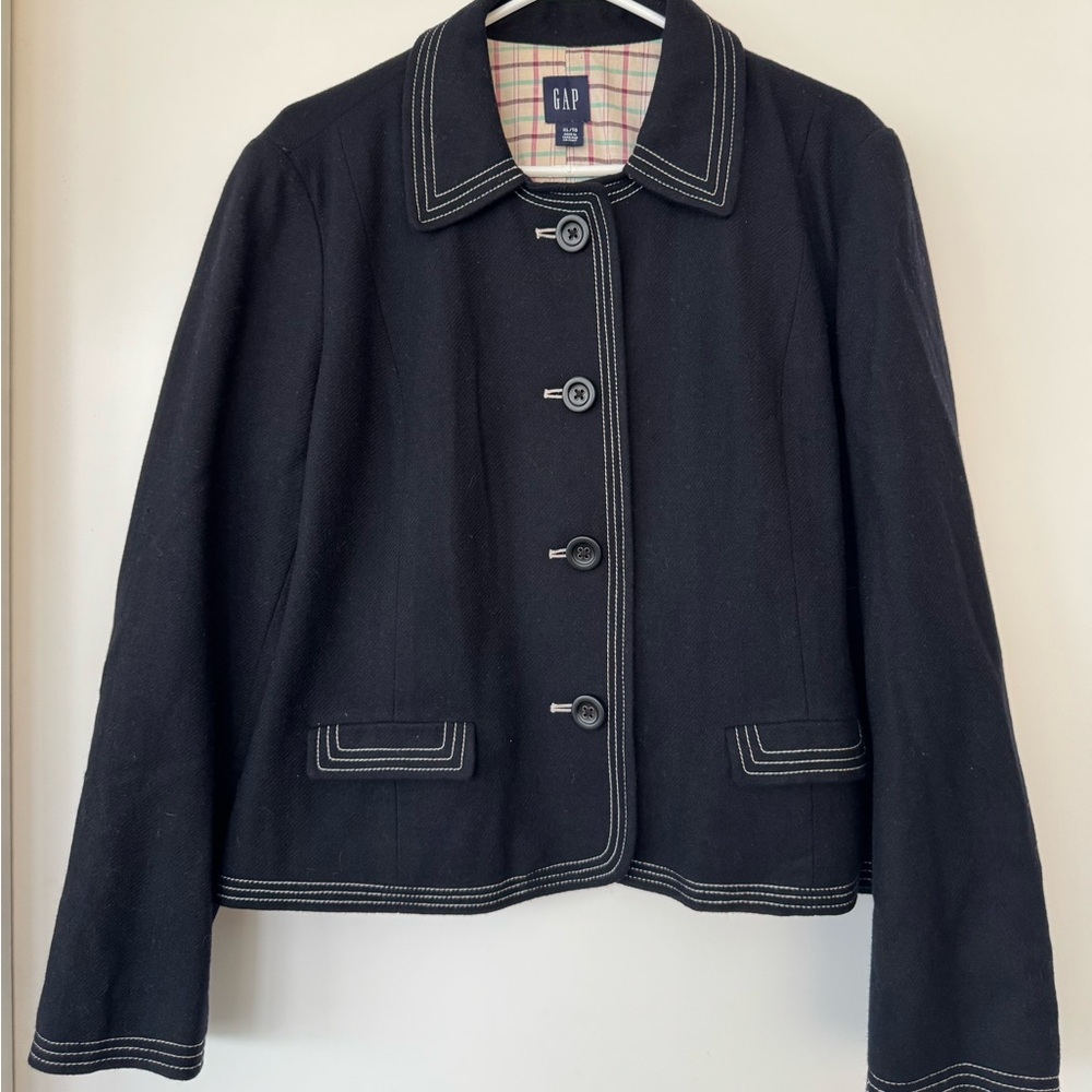 Vintage GAP XL Black Wool Coat